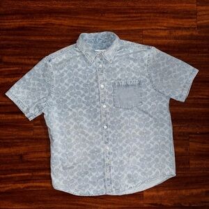 Coach Light Blue Denim Patterned Button Down Shirt